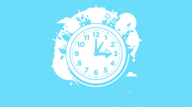 Daylight Saving Time change with clock and nature elements