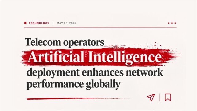 Artificial Intelligence in Global News Headlines Loop, AI Breaking News Typography Animation, International Media Coverage