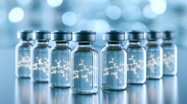 Advanced peptide therapy vials with molecular structure for regenerative medicine biotechnology and pharmaceutical research