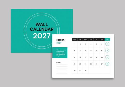 Wall Calendar 2027 New