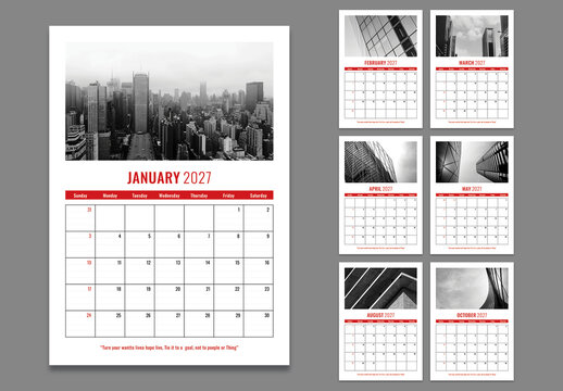 2027 WallDay planner EU, Monday First Dayof Week