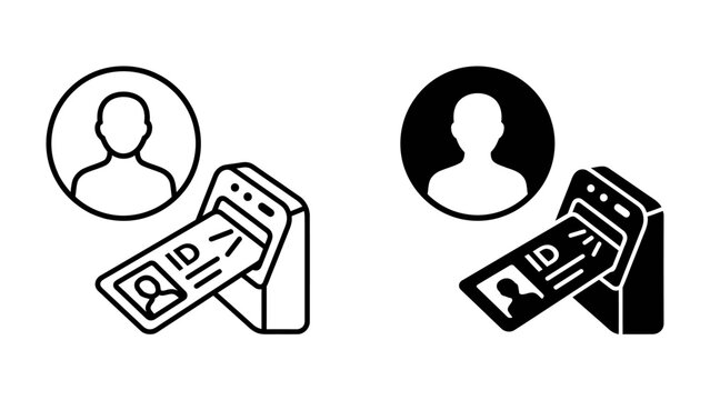 ID Card Scanner: Two icon illustrations depict an ID card being scanned by a card reader, representing access control and identity verification.