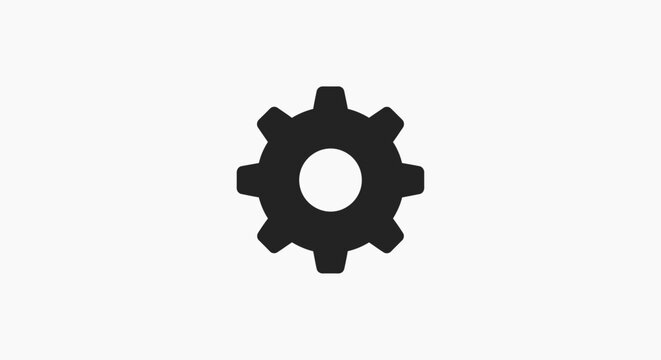 Black gear icon symbol design.
