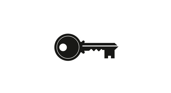 Black metal old fashioned key.