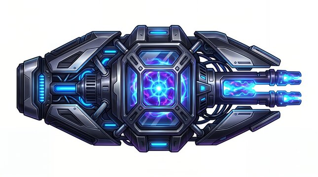 Futuristic Sci-fi Energy Weapon with Blue Lightning Glowing Effects