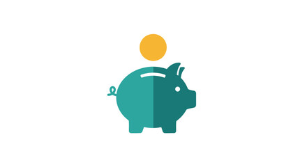 Teal Pig Bank Savings Concept. © Ibrahim