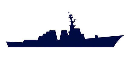 Modern navy warship silhouette with radar mast © Uxia