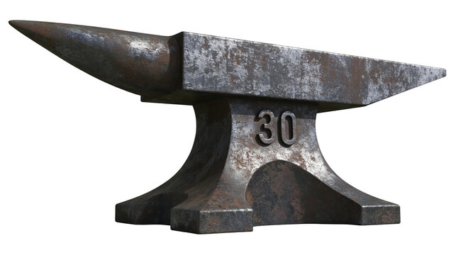 Heavy metal anvil with number 30 embossed on base