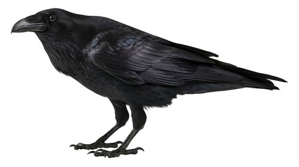 Fototapeta premium Black raven bird with dark feathers and sharp beak