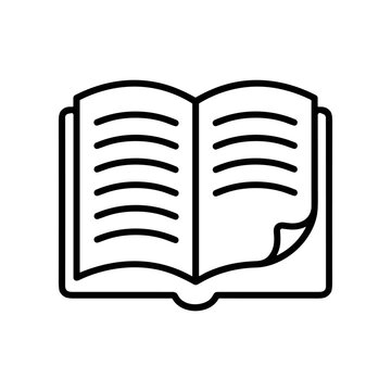 Open Book with Curled Page Corner.