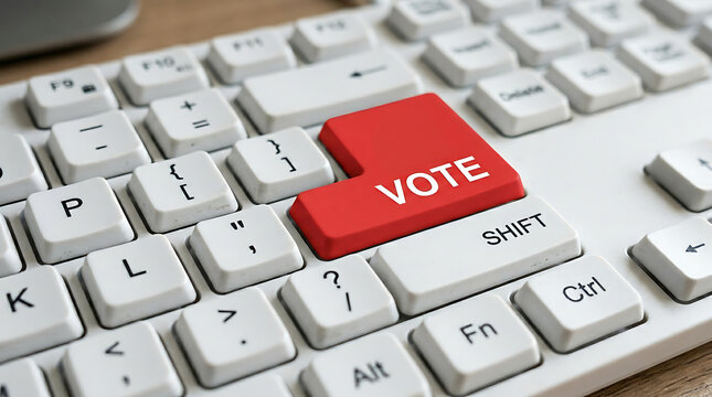 Vote Keyboard Button &ndash; Online Voting, Elections and Democratic Participation Concept