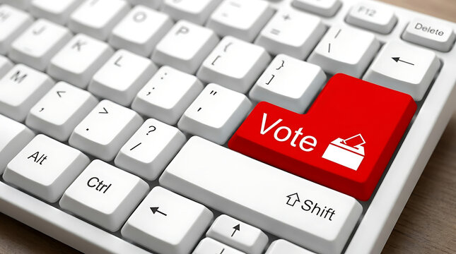 Vote Keyboard Button &ndash; Online Voting, Elections and Democratic Participation Concept