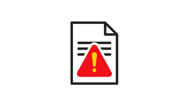 Warning sign on document paper.
