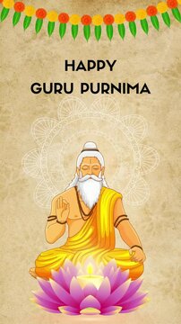 Guru Purnima Yellow Brown Illustrative Greeting Video Story