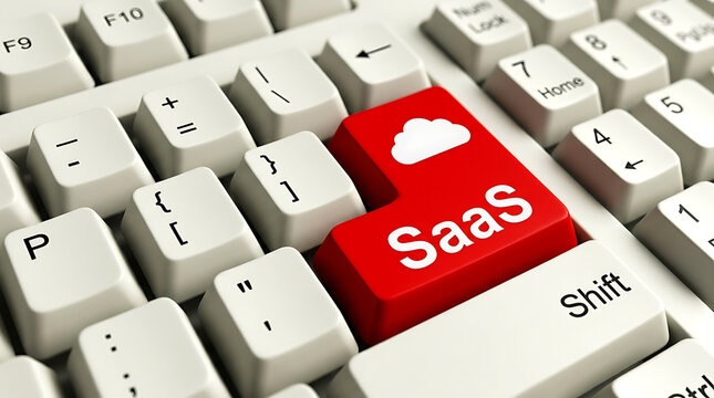 SaaS Keyboard Button &ndash; Software as a Service, Cloud Computing and Enterprise Software Concept