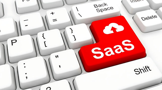 SaaS Keyboard Button &ndash; Software as a Service, Cloud Computing and Enterprise Software Concept