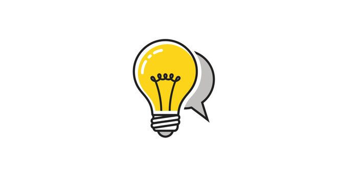 Yellow Light Bulb Cartoon Illustration Idea.