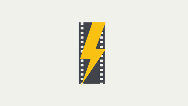 Yellow Lightning Bolt on Film Strip.