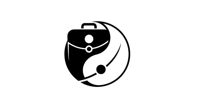 Yin Yang Briefcase Balance Symbol.