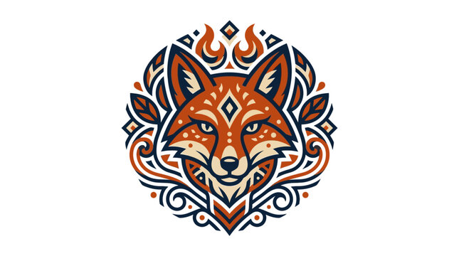 Vibrant tribal fox head illustration design.