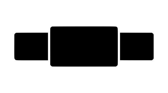 Minimalist black rounded rectangles icon on white background