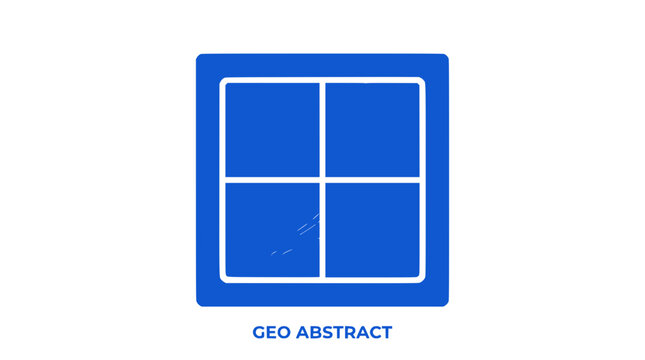 Abstract Geometric Grid Divided Into Four Squares, Blue and White