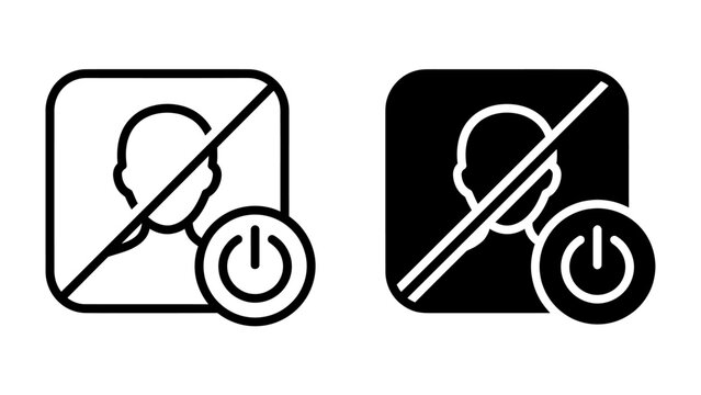 No Account or Power Off Icon: A graphic representation of two icons, one outlined and one filled, symbolizing a profile picture with a power button and a prohibition sign.