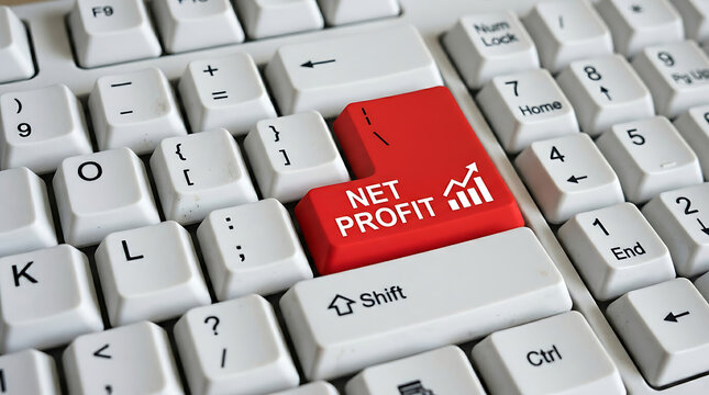 Net Profit Keyboard Button &ndash; Business Finance, Profitability and Financial Performance Concept