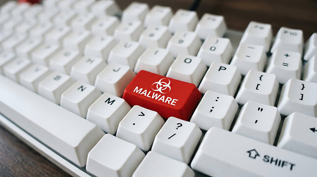 Malware Keyboard Button &ndash; Cybersecurity, Malicious Software and Digital Threat Protection Concept