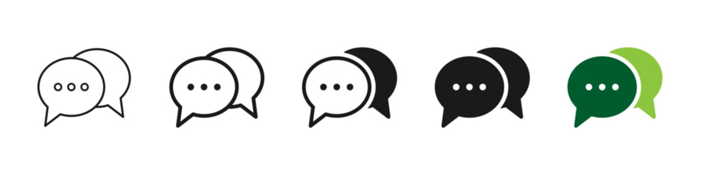 Chat bubble icon - speech bubble, message, comment, conversation icons, flat and outline vector. Editable stroke.