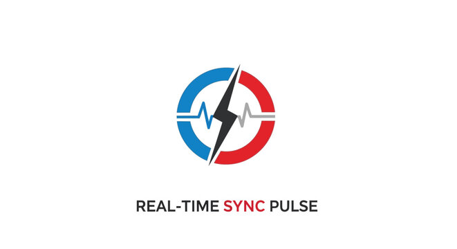 Real time sync pulse logo symbol.