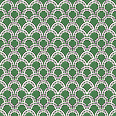 Green & Lavender Art Deco Scallop Geometric Fan Seamless Pattern vector illustration © Arsenii