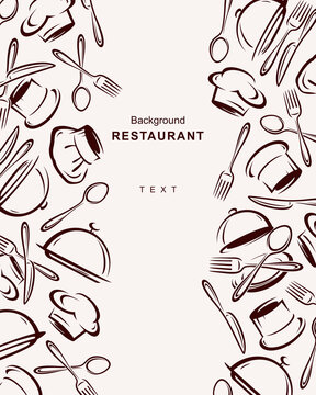 Restaurant background, pattern set. Collection icon restaurant. Vector