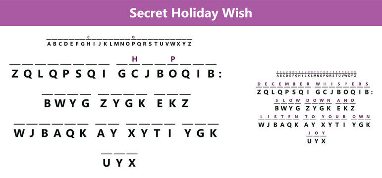 Holiday secret message decoder and code breaking activity worksheet