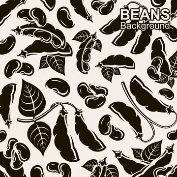 Beans pattern background set. Collection icon beans. Vector
