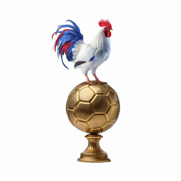 coq, France, champion, ballon d'or, bleu blanc rouge, fi&egrave;re, oiseau, animal, ferme, volaille, poule, blanc, coquelet, bec, empennage, domestique, poussin, dessin anim&eacute;, oeuf, agriculture, debout