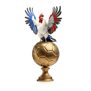 coq, France, champion, ballon d'or, bleu blanc rouge, fi&egrave;re, oiseau, animal, ferme, volaille, poule, blanc, coquelet, bec, empennage, domestique, poussin, dessin anim&eacute;, oeuf, agriculture, debout