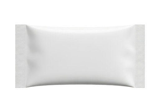 Rectangular white plastic food packaging sachet or snack wrapper