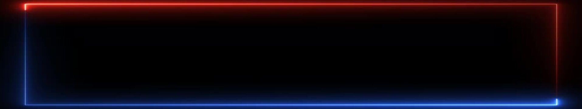 Red Neon Ultrawide Rectangular Frame Background, Cinematic Glowing Border Animation, Futuristic Technology Display Template, Digital Cyber Light Motion Graphics Loop in 4K