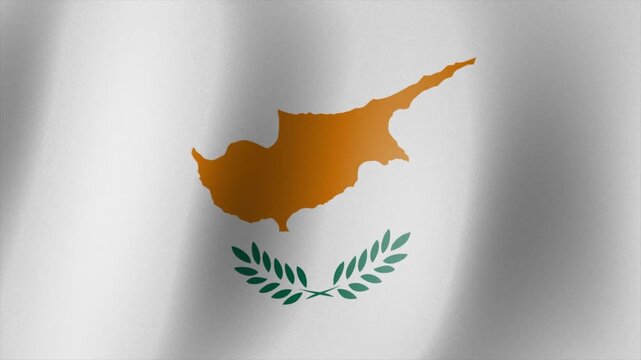 Waving Cyprus national flag animation with realistic fabric motion.