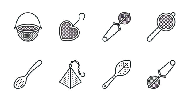Collection of tea infusers and strainers for brewing loose leaf tea