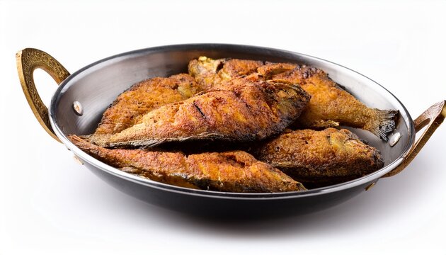 Tamil Nadu Sankara Fish Tawa Fry Isolated On White Background