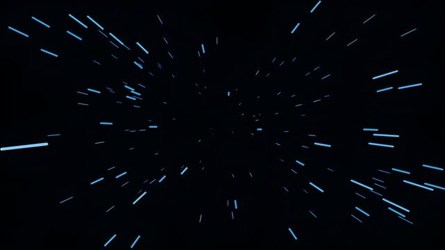 Abstract futuristic lightspeed motion effect with glowing blue streaks