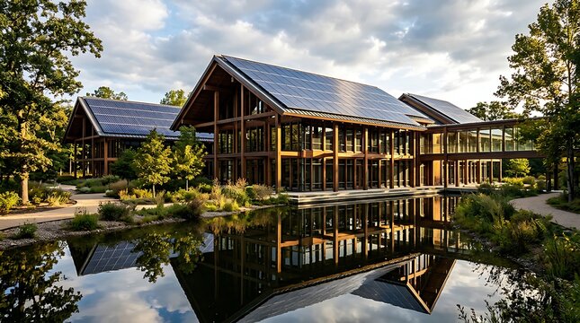 Modern luxury mountain lodge with infinity pool and garden.