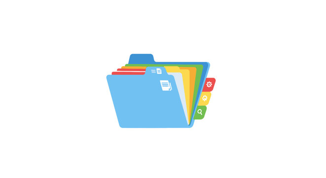 Colorful file folder with labels.
