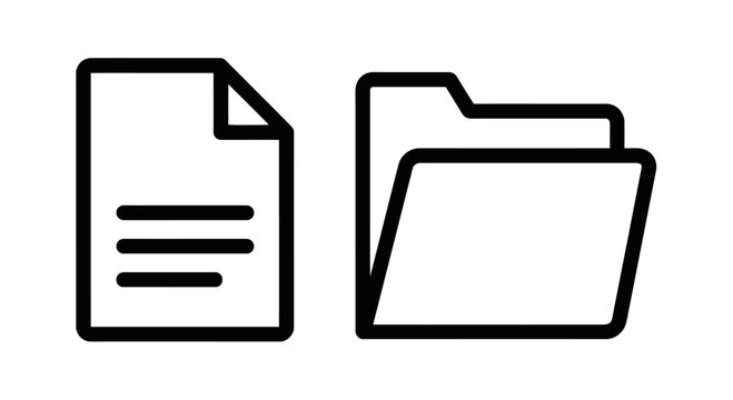 Minimalist document file and folder icon set for digital file management and office organization with document management interface business