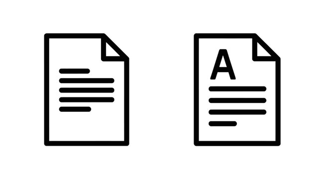 Text document file icons with letter a design for typography and document formatting document typography formatting business template interface