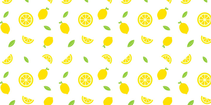 Lemon pattern vector. Seamless pattern with lemon and leaves.