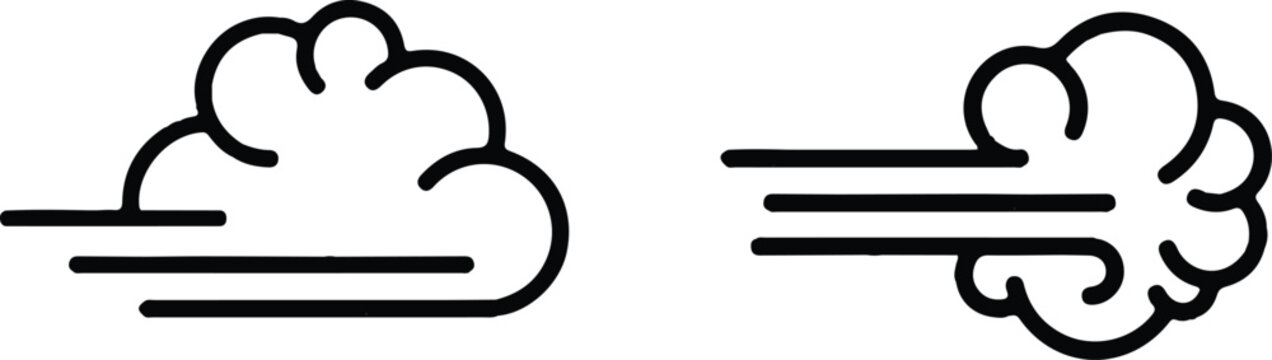 Wind blow line icon fresh vector cloud air isolated speed symbol. Wind blow air line icon logo., vector 
