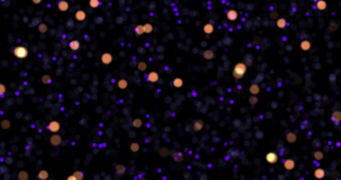 Abstract Glowing Bokeh Particle Background Animation with Floating Purple and Golden Light Dots Loop